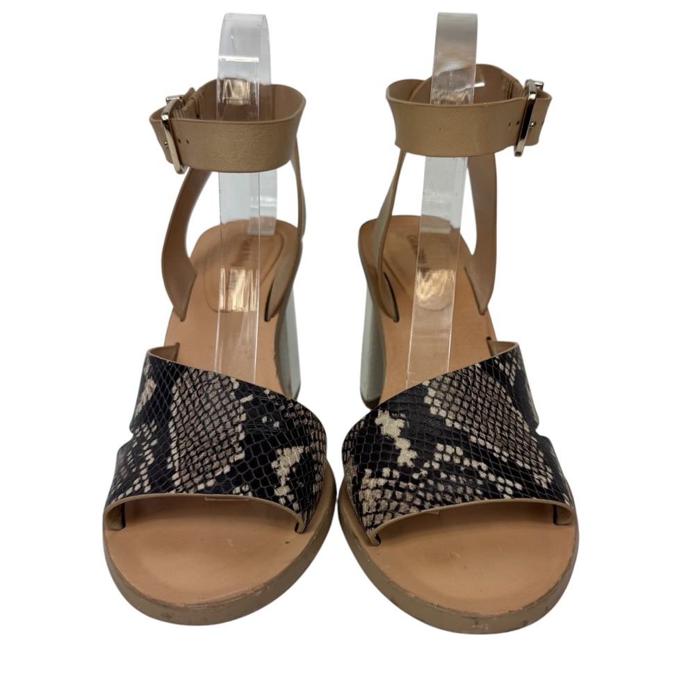 Gianni Bini Marilane Leather snake print block-heel sandals blk wht tan sz 8.5 - Picture 7 of 16
